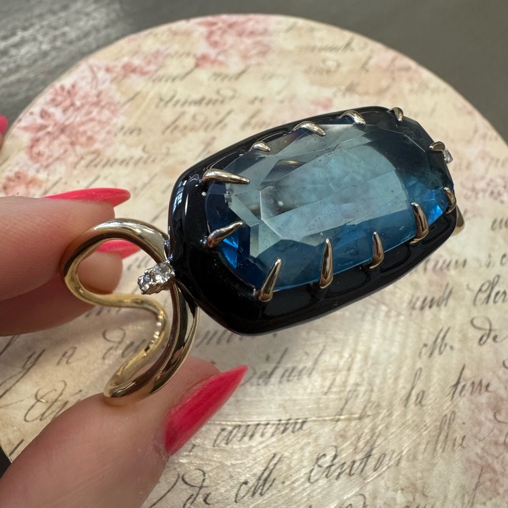 Alexis Bittar Blue and Gold Bracelet with Elegant Wirework